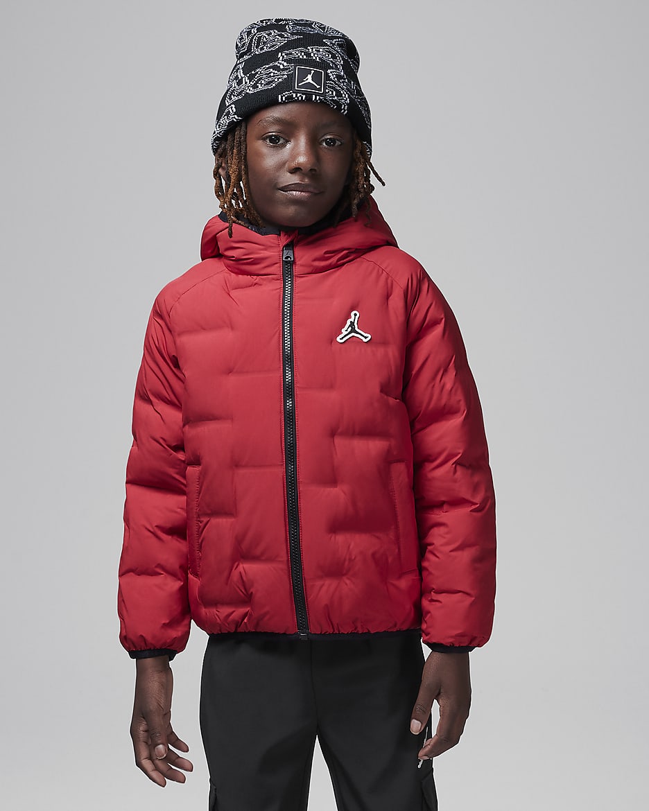 Red puffer coat deals